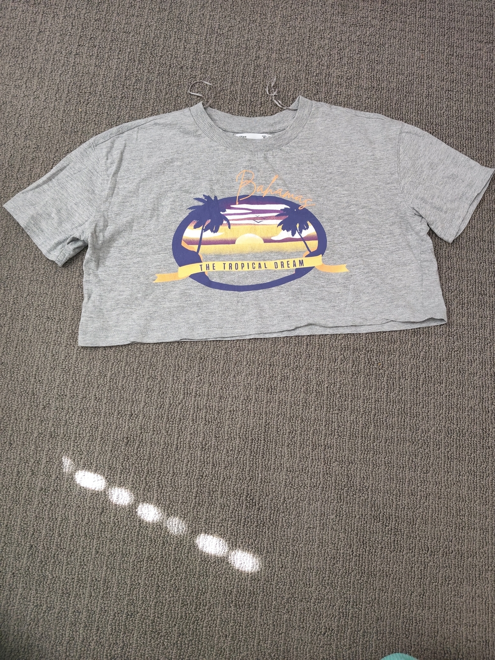 Gray Tropical Graphic Crop Tee - The Tropical Dream